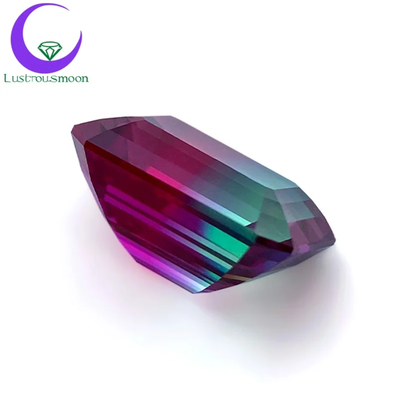 Nowe Kolorowe Syntetyczne Kamienie Szafirowe Hodowlane w Laboratorium, Szlifowane do Szlifu Szmaragdowego, Kolor Arbuzowy, Kamienie Syntetyczne, Kamienie Luzem, Certyfikat AGL, Dostępne Rozmiary na Zamówienie