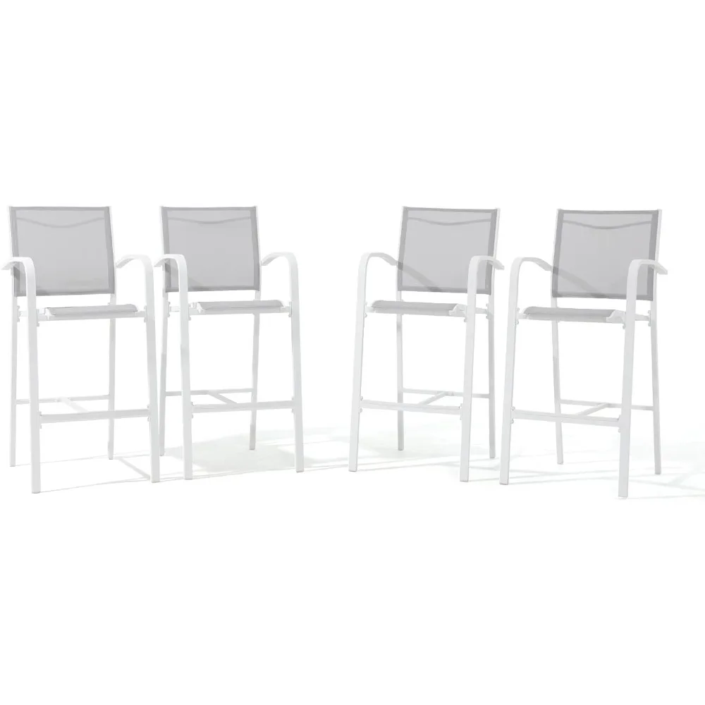 

OC Orange-Casual Outdoor Bar Stool Set of 4, All-Weather Aluminum Textile Fabric High Top Patio Dining Chair, Counter Height Met
