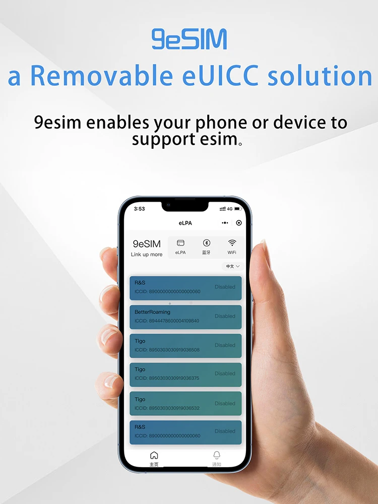 Removable eUICC for studying abroad, business trips, and travel with 9eSIM card, capable of storing up to 50 phone numbers ，5ber