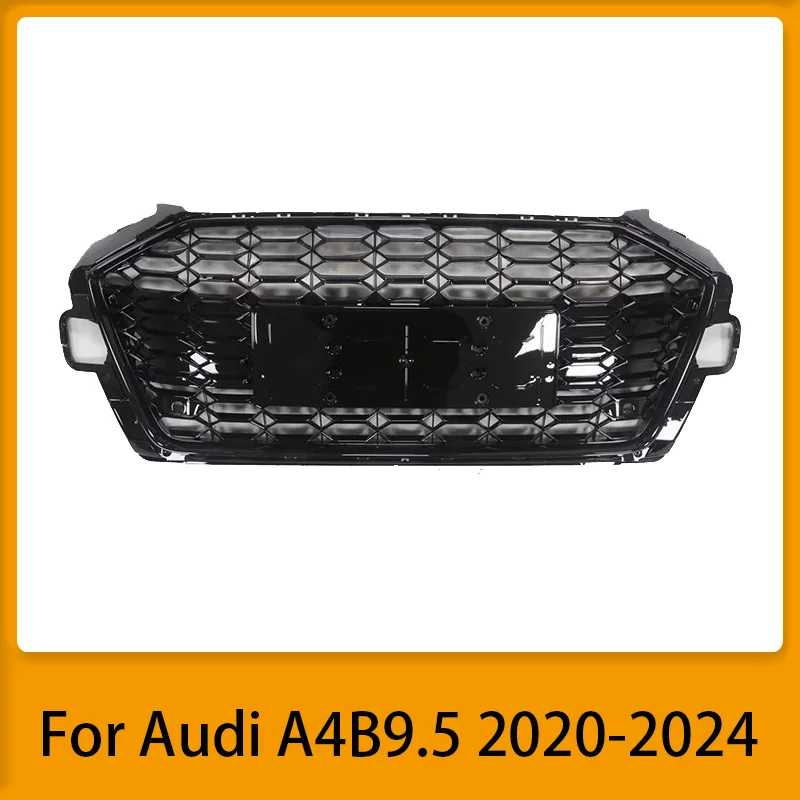 Car A4 S4 Gloss Black Honeycomb Grill Upgrade RS4 Style Front Bumper Grille For Audi A4 S4 B9.5 2020 2021 2022 2023 2024