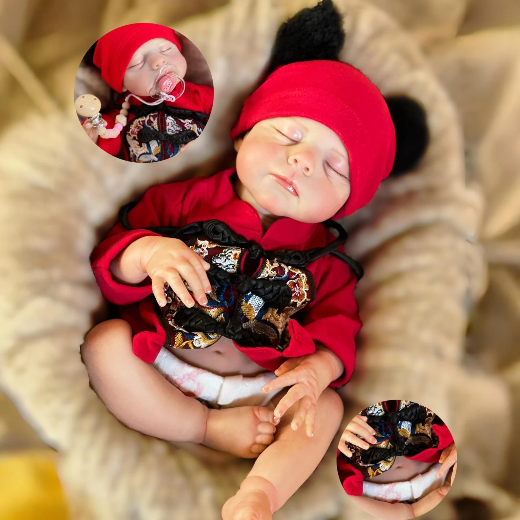 

47cm Washable Eric Bebe Reborn Girl With Painted Hair Whole Body Soft Vinyl 3D Paint Skin Handmade Lifelike Real Reborn Doll