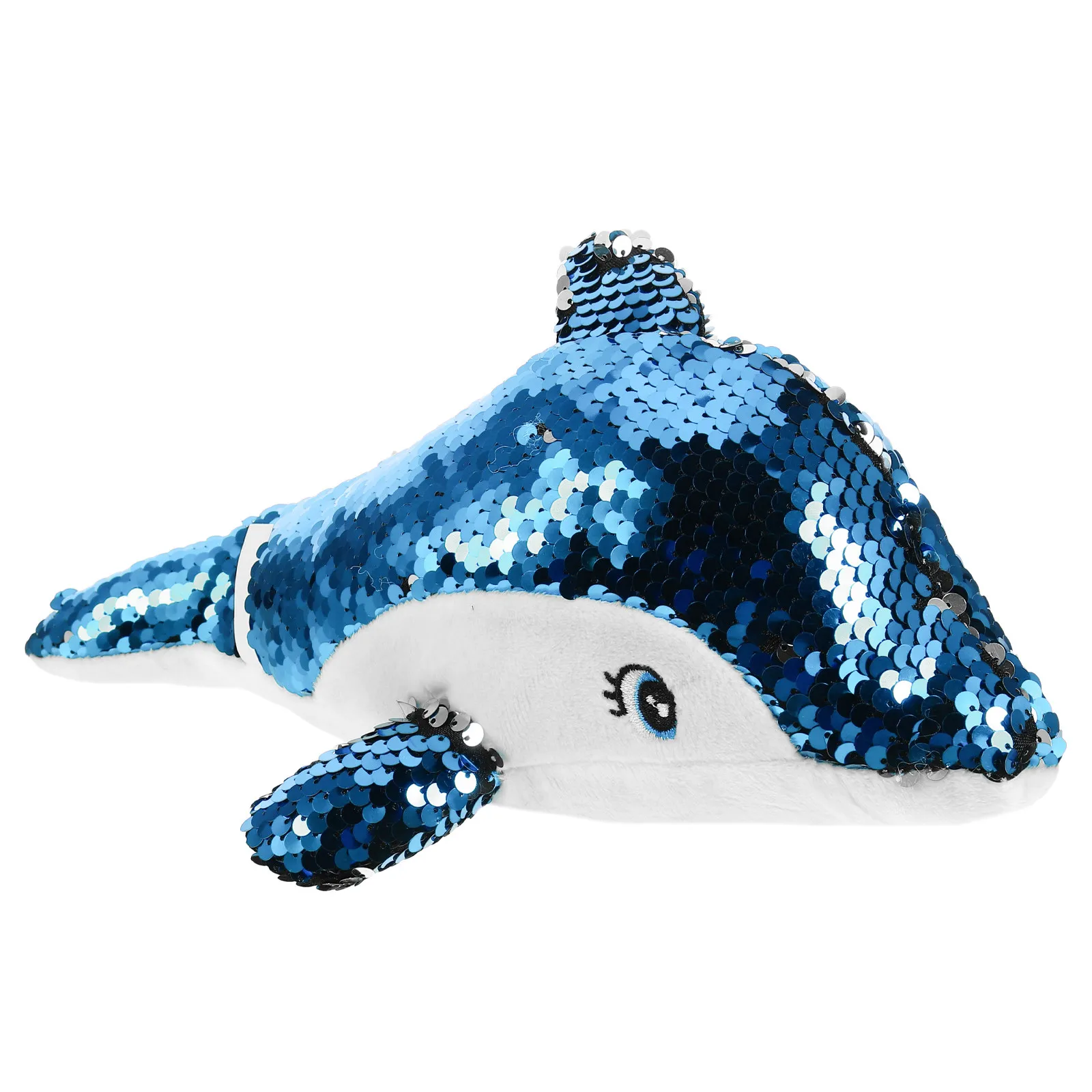 

Cute Dolphin Stuffed Animal Fine Workmanship Sequin Texture Portable Small Size Kids Room Decor Home Office Sofa Accent Ornament