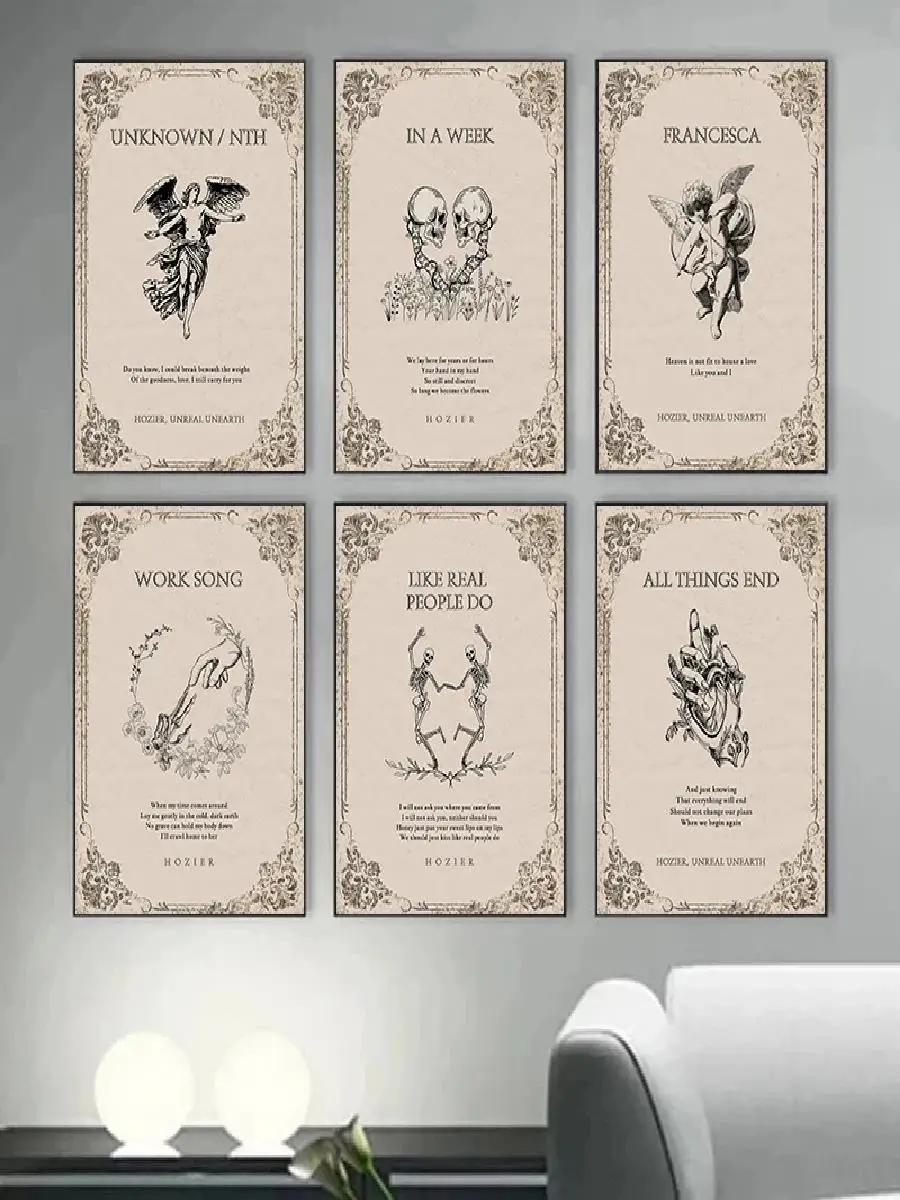 Hozier Music Star Singer Song Lyrics ملصق ريترو قماش جدار الفن ضمن لوحات أسبوع للنادي بار ديكور المنزل #2