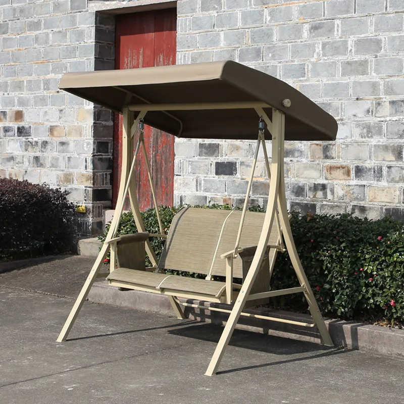 Outdoor swing hanging chair triple double rocking chair, courtyard garden balcony wrought iron hanging basket chair