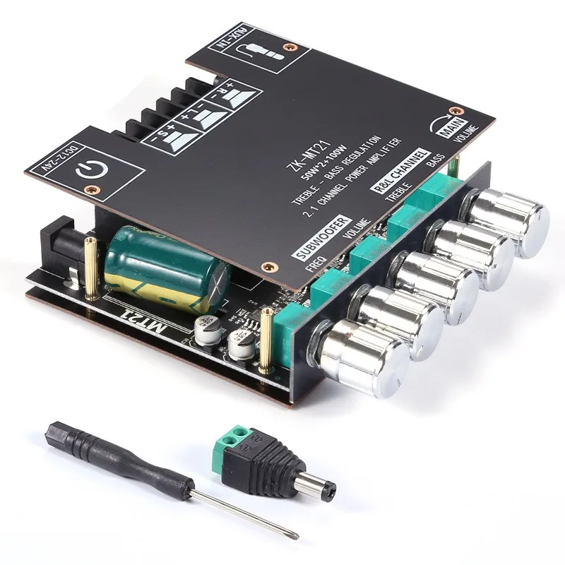 For ZK-MT21 50W * 2 + 100W 2.1 Channel Bluetooth Digital Power Amplifier Module, High and Low Tone Subwoofer 2pcs