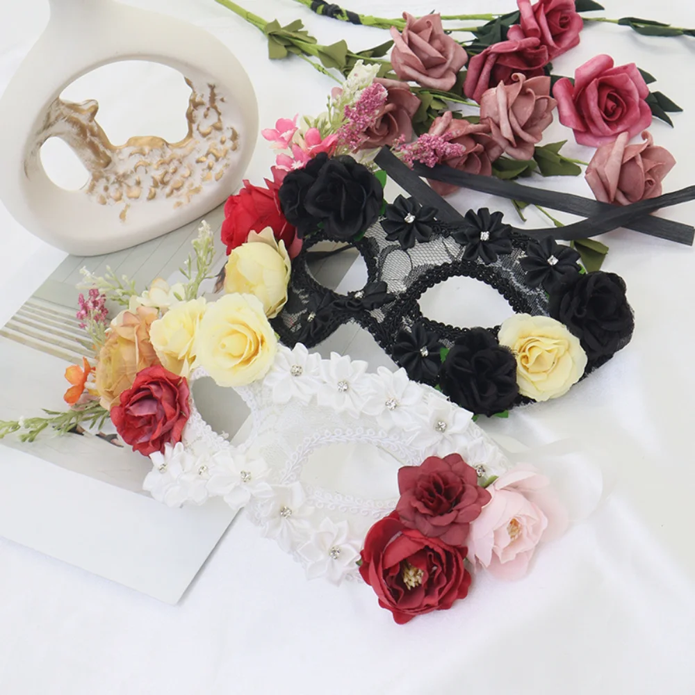 Gesimuleerde Rose Masker Maskerade Sexy Half Gezichtsmasker Vakantie Feest Rekwisieten Kostuum Accessoires Rollenspel Bloemen Masker