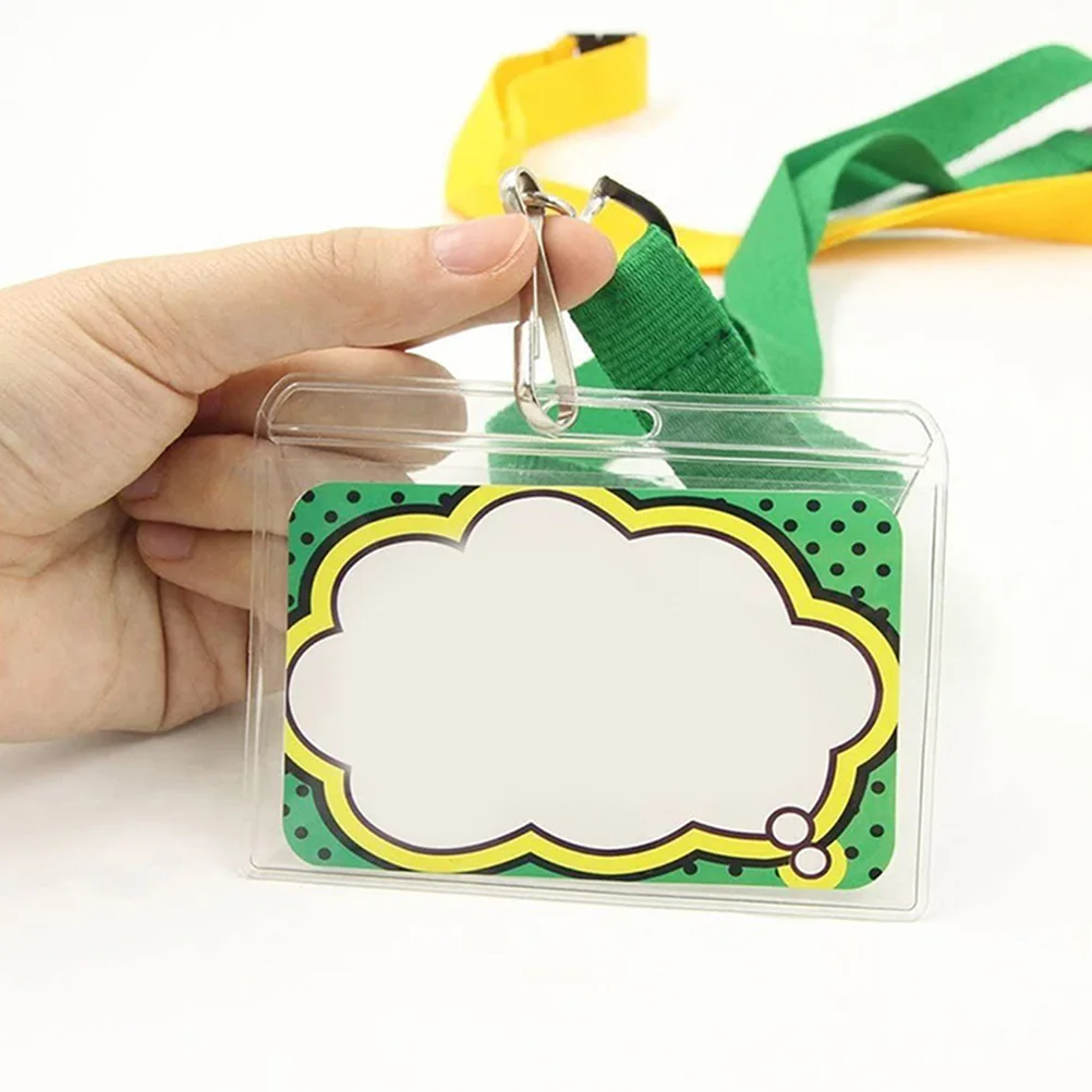 

6Pcs Versatile ID Badge Holders With Lanyard Waterproof Clear Card Sleeves For All Cards