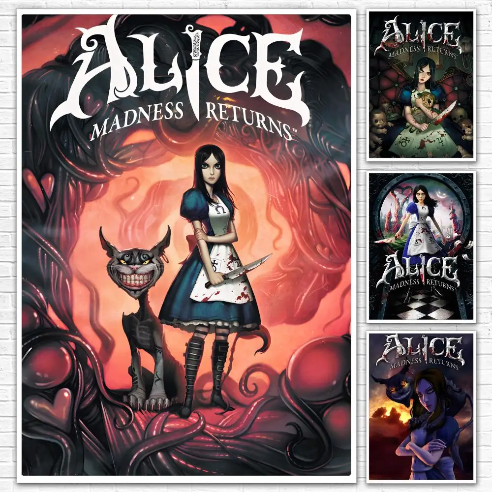 Painting Calligraphy Canvas Mural For Interior Walls Crease-Free Beautiful For Living Room Bedroom Game A-Alice Madness Returns