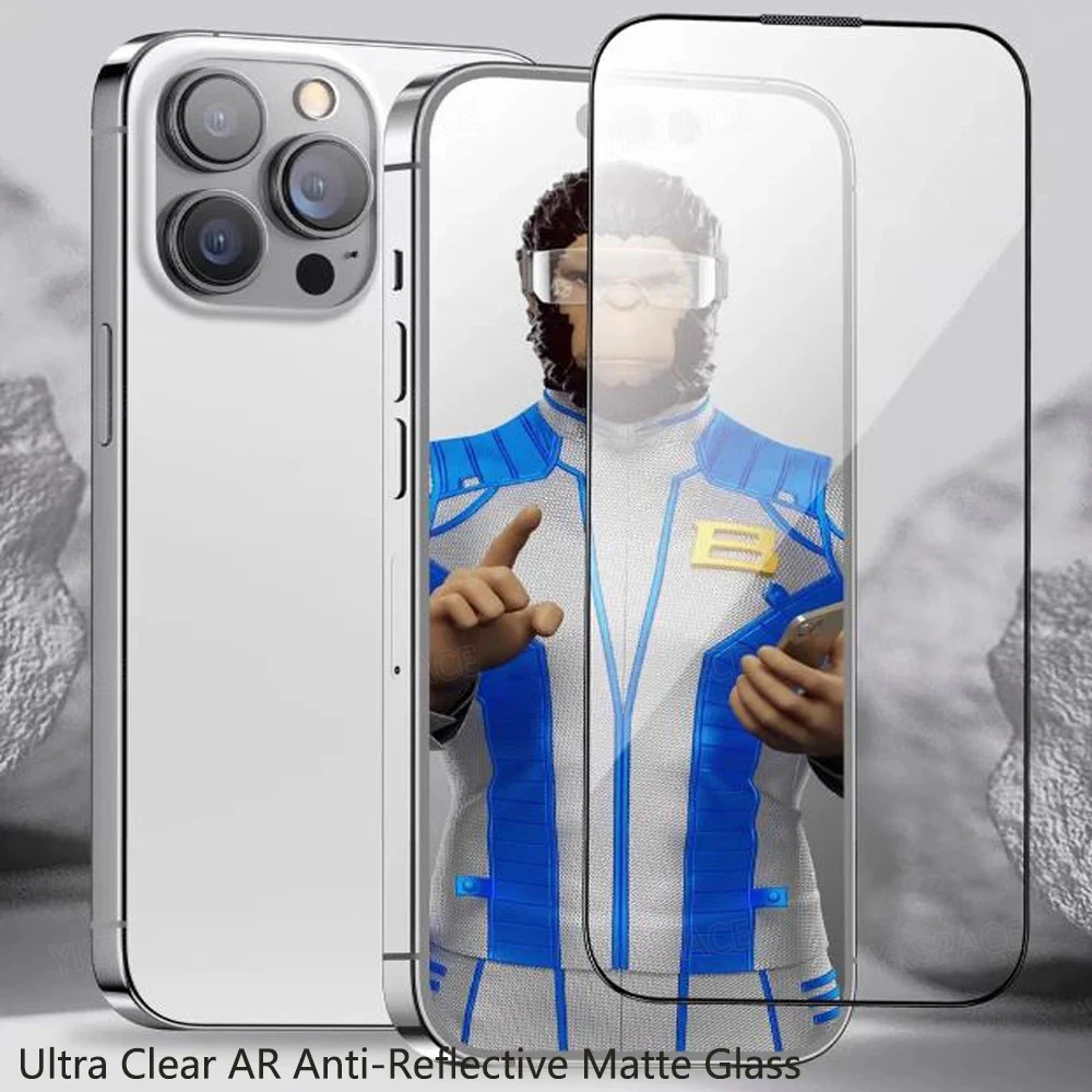 

1-3 шт. AR антибликовое ультра прозрачное закаленное стекло 4K для iPhone 13 14 15 16 16e Plus 17 Air Pro Max пылезащитная сетка для экрана