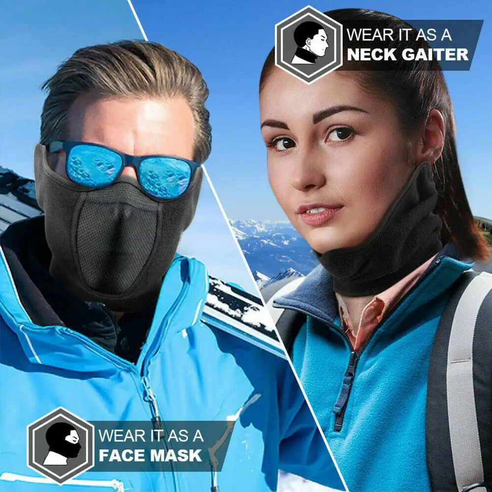 Winter Cycling Face Mask Warm Thermal Fleece Motorcycle Riding Mask Windproof Breathable Tactical Half Face Reusable Mask