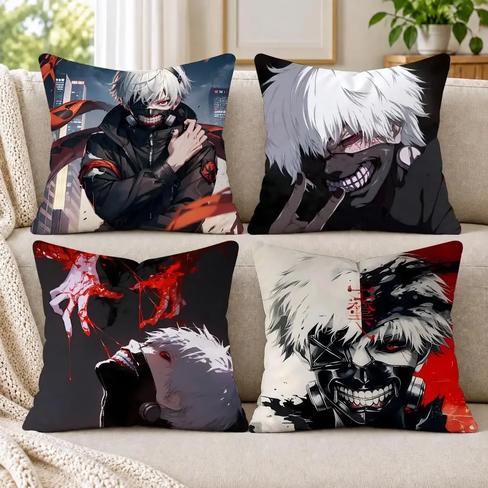 Tokyo G-Ghoul K-Kaneki Ken Cushion Cover Short Plush Double-Sided Printing Sofa Bedroom Living Room Throw Pillowcover Home Decor