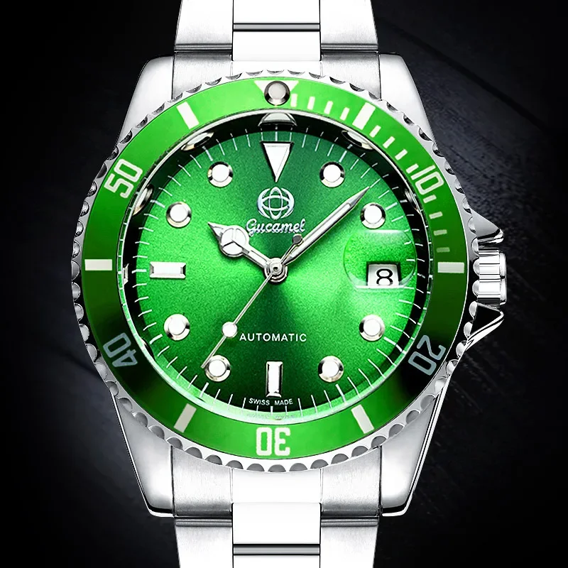 

Popular Green Dial Men's Watch, Automatic Self-Winding, Water Resistant Business Chronograph