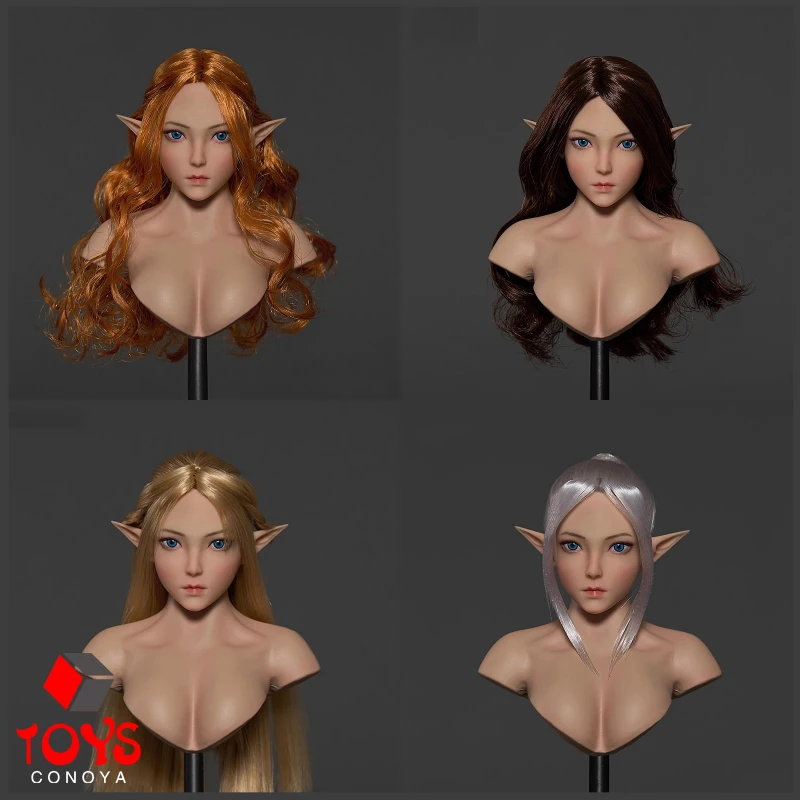 

Iminitoys M017 1/6 Anime Elf Girl Blue Eyes Head Sculpt Carving Model Fit 12'' Female Soldier Action Figure Pale Body Dolls