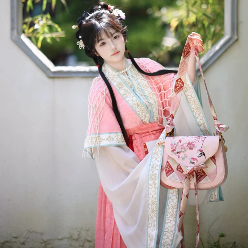 Chinese Style Original Plum Blossom Embroidered Hanfu Bag Female Saddle New Chinese Pink Sweet Shoulder Messenger Bag for Women