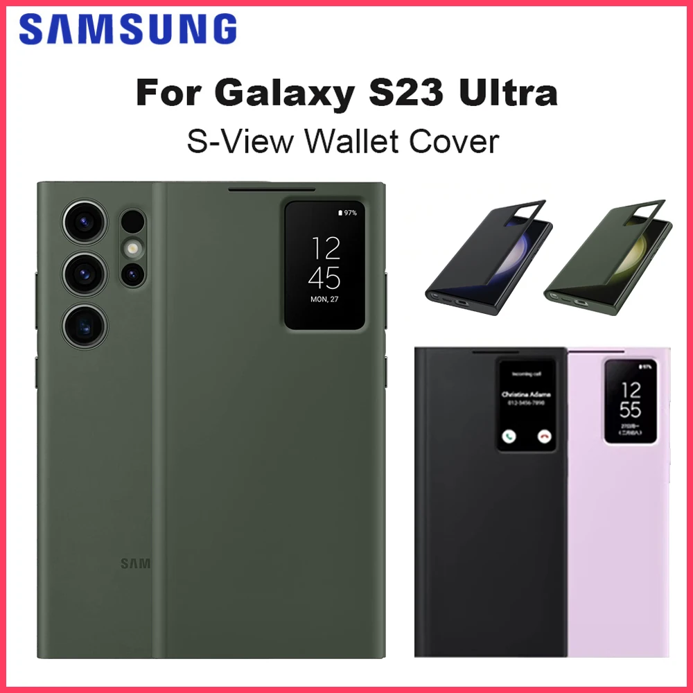 Original Samsung Galaxy S23 Ultra 5G Smart View Wallet Case For Samsung Phone Smart View Flip Phone Cover Case