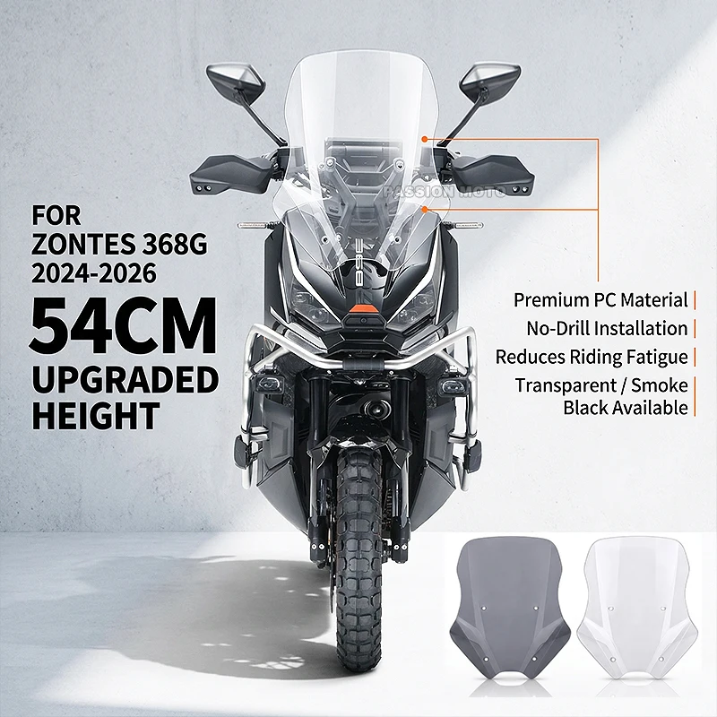 FOR ZONTES 368G ZT368G 2024 2025 2026 Motorcycle Front Windshield Heightened Widened Wind Deflector
