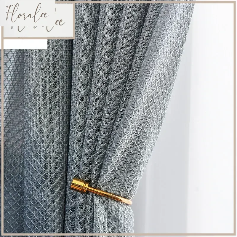 Nordic Minimalist Modern Balcony Villa Thickened Warp-knitted Prismatic Custom Tulle Curtains For Living Room Bedroom Dining