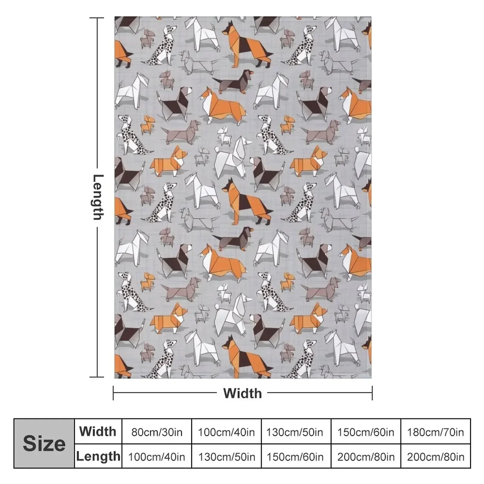 Origami doggie friends // grey linen texture background Throw Blanket couch cozy soft plush fuzzy picnic outdoor blanket