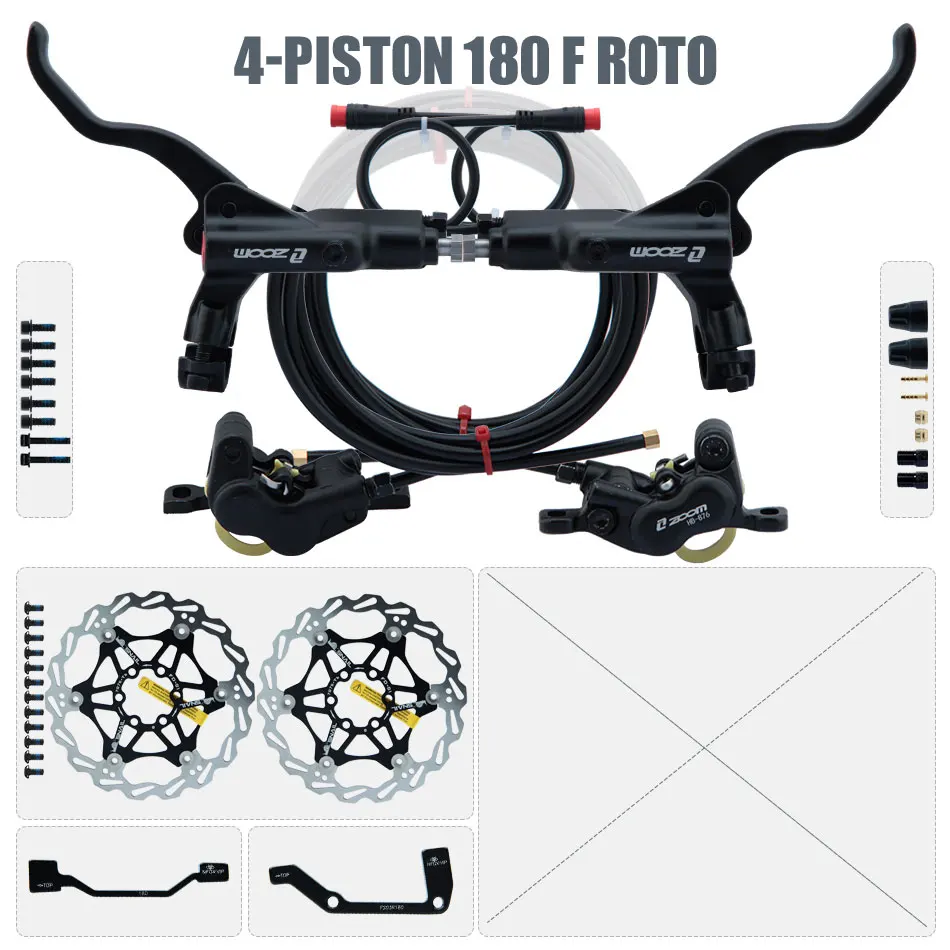 ZOOM HB-876E 4-zuiger schijf hydraulische rem elektrische scooter opvouwbaar 203 mountainbike uitschakelen zwart rood 160 e-bike fiets 180