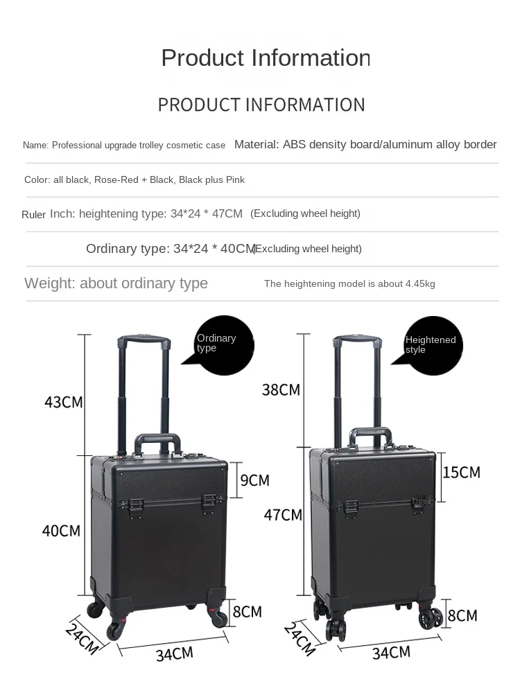 YY Cosmetic Case Professional Makeup Fixing Artist Large Capacity Trolley Case with Password Lock