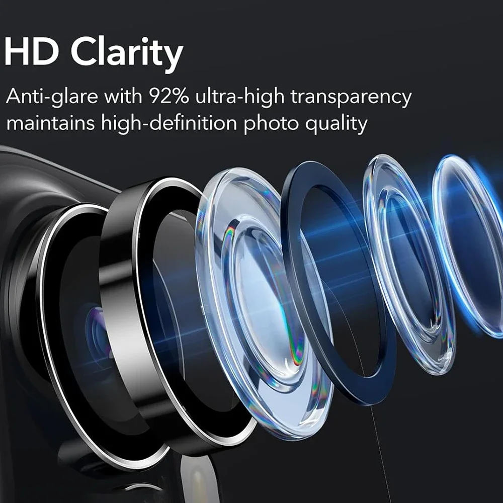 Camera Lens Protector for IPhone 17 Anti-Scratch HD Metal Ring Tempered Glass Camera Len Protector for IPhone 17 Pro Max 17Air