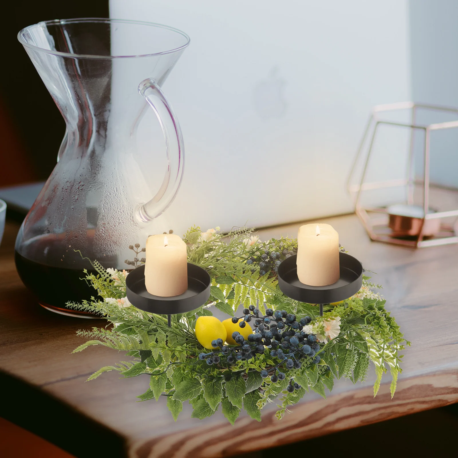 

6pcs Iron Holder Round Tray For Jar Pillar Candles Home Decor Bedroom Living Room Dining Table Centerpiece Wedding Party