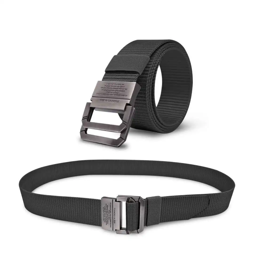 Trendy Outdoor Tactical Quick Drying Nylon Thickened Alloy Double Ring Buckle Men's Belt