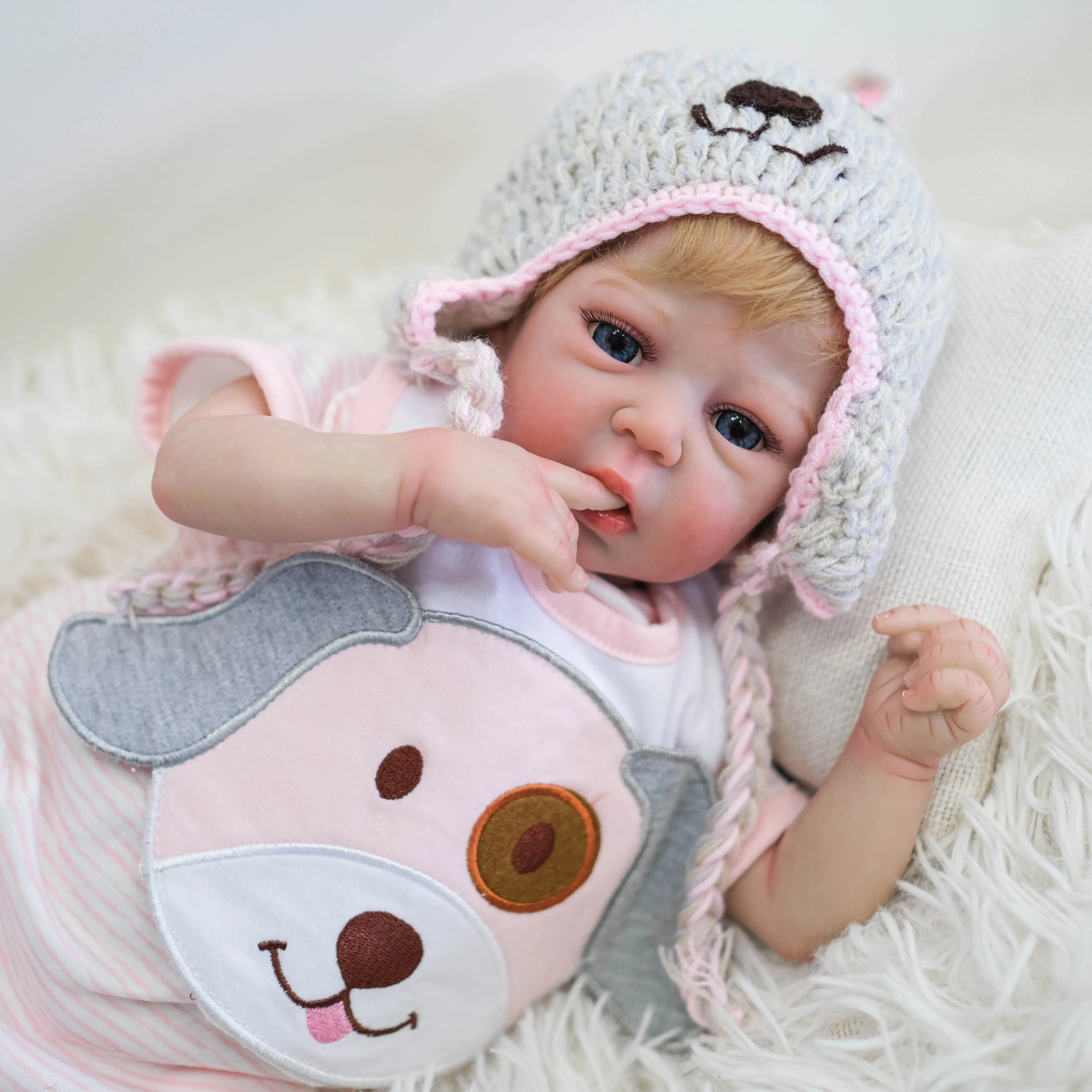 18inch Mindy Newborn Baby Soft Body Reborn Doll Lifelike Cuddly Baby Multiple Layers Painting 3D Skin with Visible Veins