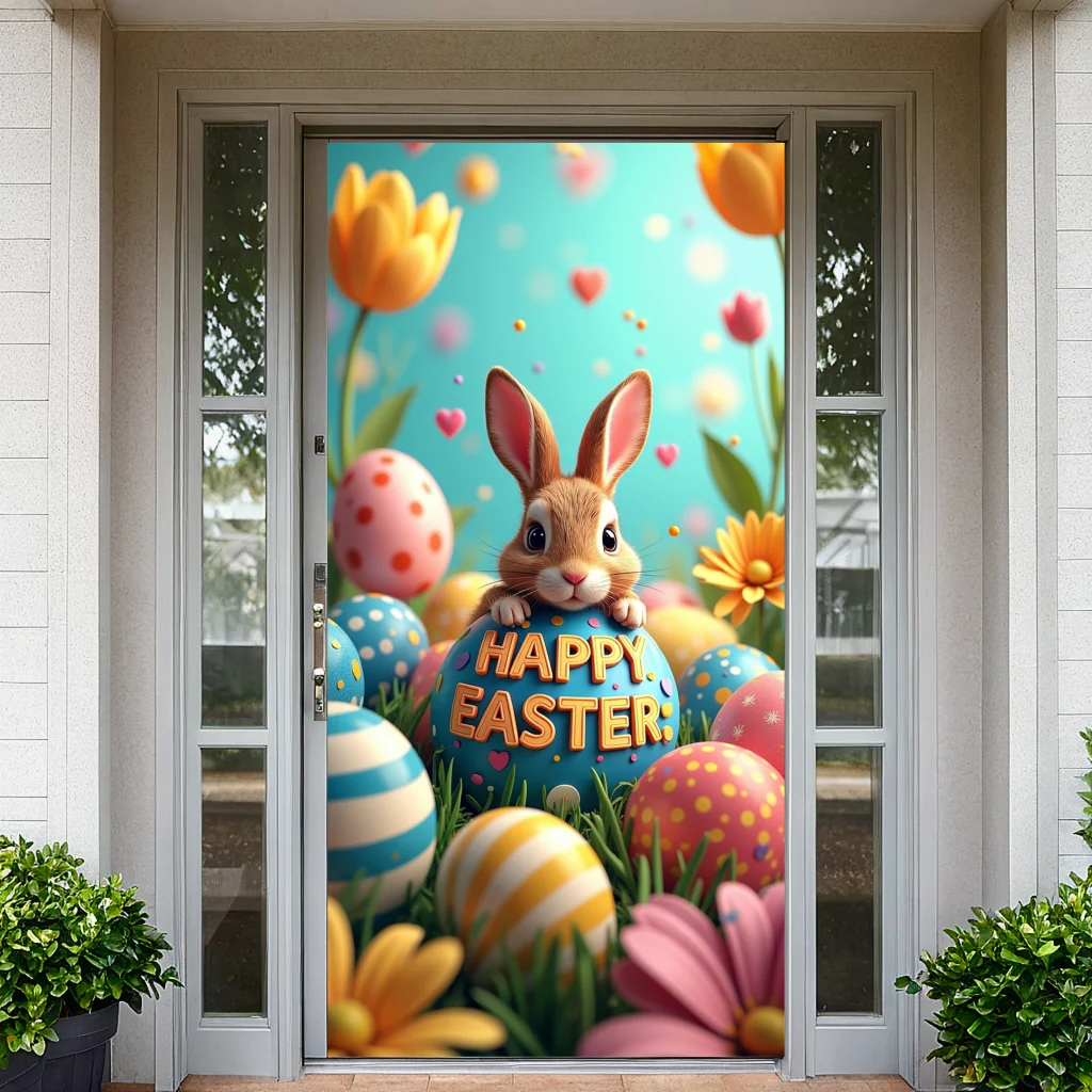 Festive Spring Backdrop Celebration Colorful Durable Easter Banner Holiday Display for Easter Celebration