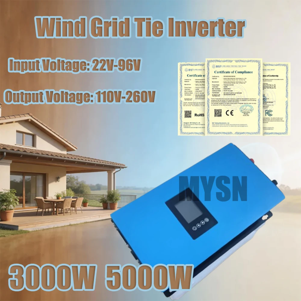 

Инвертор для подключения к сети с чистой синусоидальной волной DIY, 3000W/5000W, MPPT, с датчиком ограничителя, 110V/220V, для ветрогенераторов 24V/48V