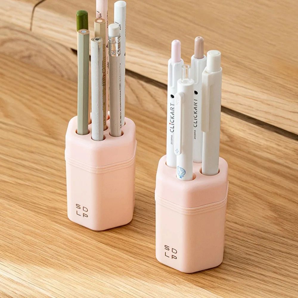 Plastic Pen Holder Partition Pen Organizer Pen Bucket Protective Cover Hexagon/Rectangle Desktop Storage Box Student Study