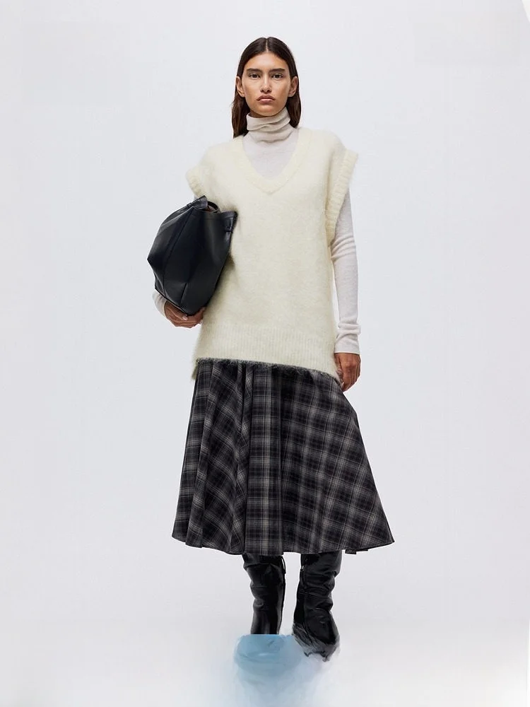 

Женский жилет H&M из смесовой пряжи Camere, модель 305567, повседневный, свободного кроя, средней мягкости, с длинными рукавами, вязаный, из шерстяной смеси