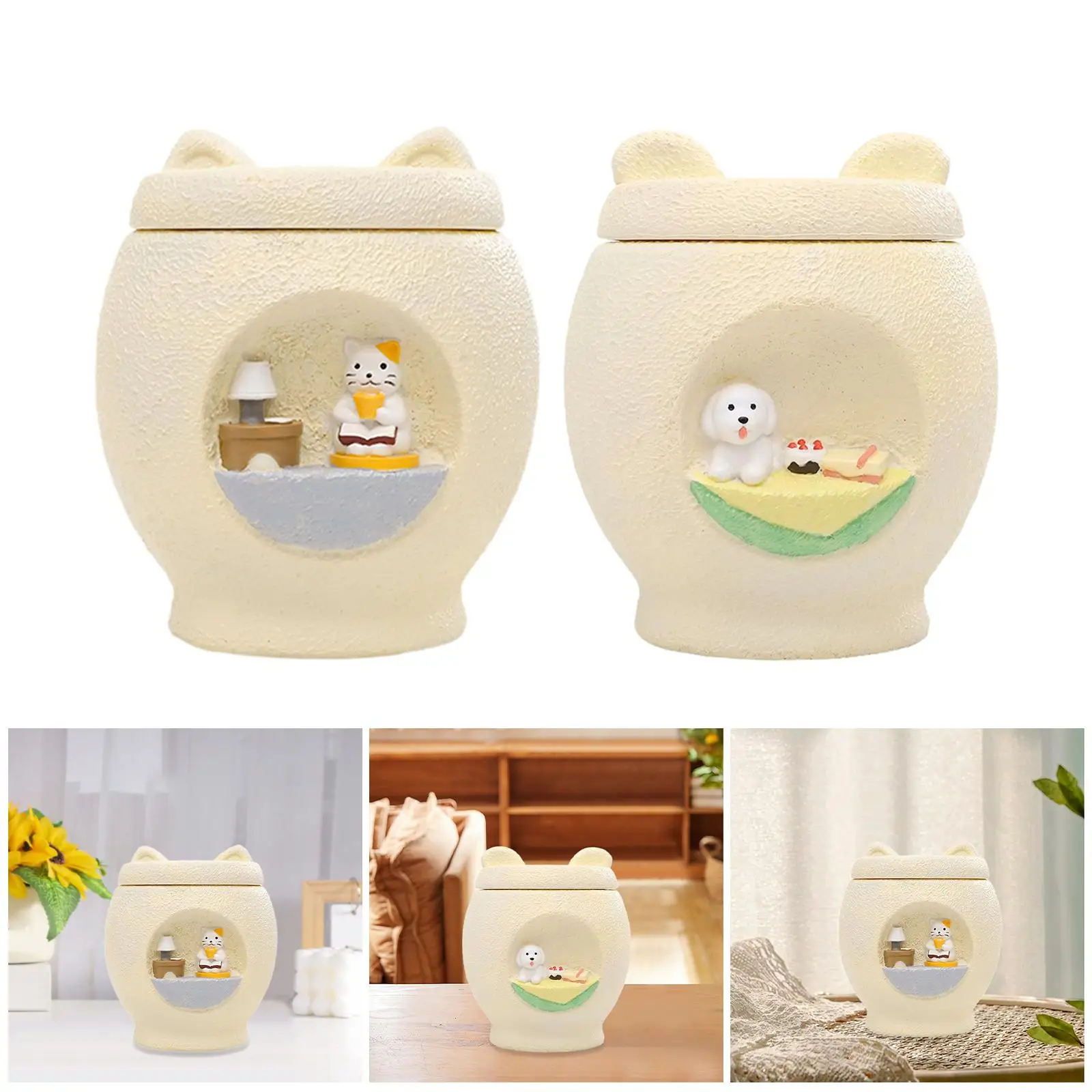 

Pet Urn Resin Storage Jar Cute Cat Dog Commemorative Storage Tank Funeral Cremation Container Creative Mini Puppy Funeral Boxes