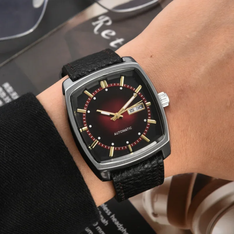 ساعة فاخرة غير ميكانيكية للأعمال والروس ذات علامة تجارية أوتوماتيكية وحزام جلدي إصدار محدود كوارتز مقاومة للماء للرجال