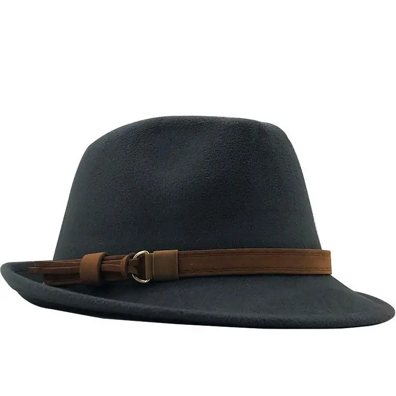 Sombrero Fedora Unisex de Lana, Estilo Jazz, Gorra Británica, Sombrero de Viaje de Ala Corta y Copa Redonda para Hombre y Muj...