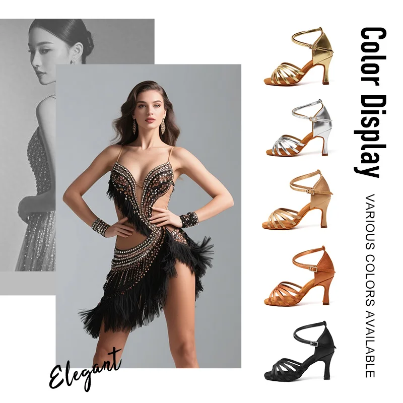 SWDZM Women Latin Dance Shoes Tango Dance Shoes Salsa Dancing Shoes Girls Ladies Soft sole Ballroom Shoes Sandals 5/7.5/8.5cm