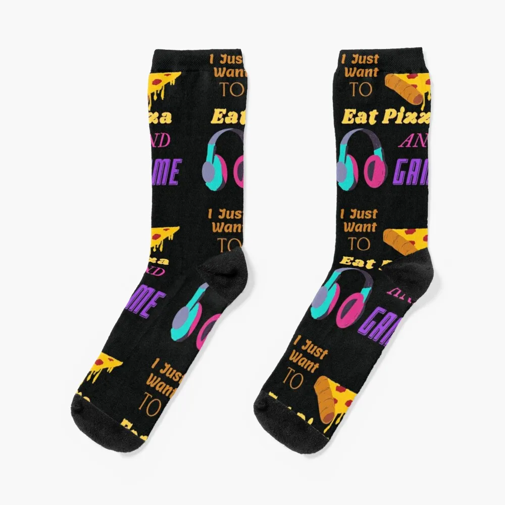 

I Just Wanna Eat Pizza And Game' Design Socks Mens Fashion