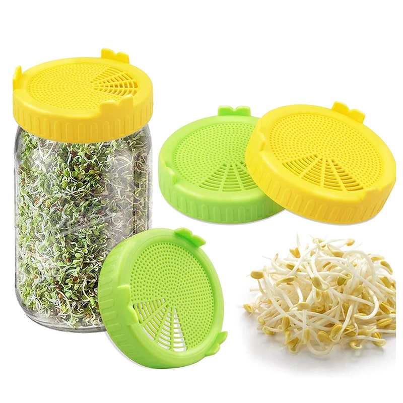 Wide Mouth Plastic Mason Jarhipping Seed Crop Germination for Jar plant Sprouting Lid Food Grade Mesh Sprout Cover Drops