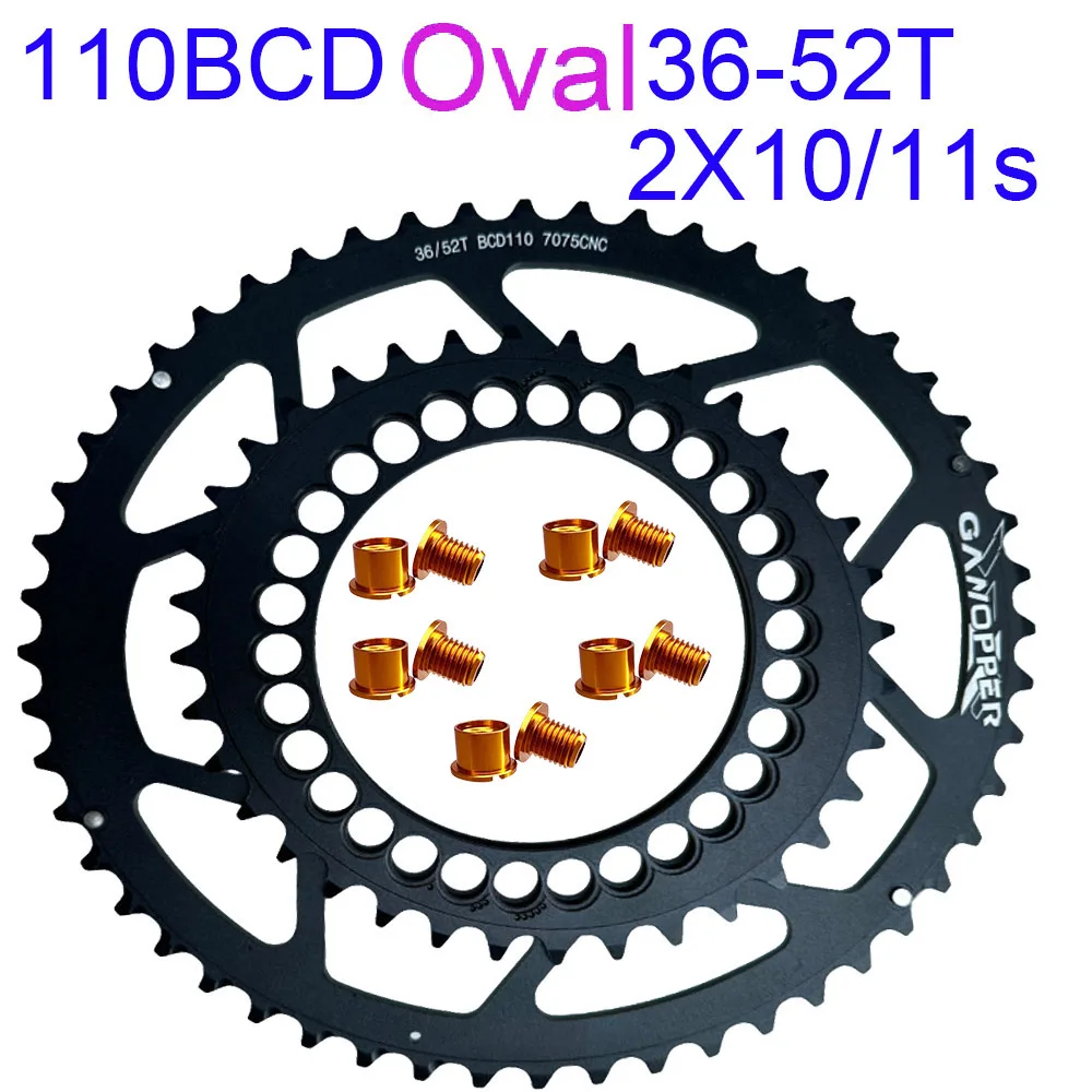 110 BCD 36T 52T Chainring 5 bolt Road Bike Oval Double Chainwheel 10 11 Speed 10v 11v 110BCD 52 Gear Star Gravel Bicycle Part