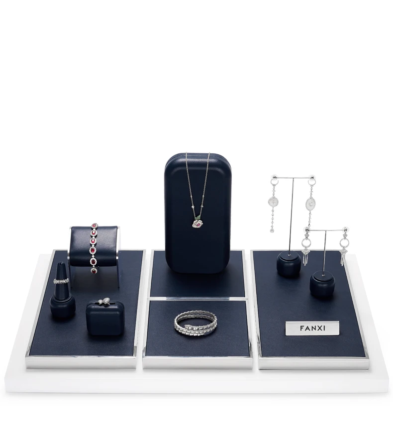 Oirlv Leder-Schmuckständer-Set Metall-Ring-Ohrring-Armband-Halsketten-Schmuck-Organizer-Ständer Uhren-Aufbewahrungshalter – Detail 24