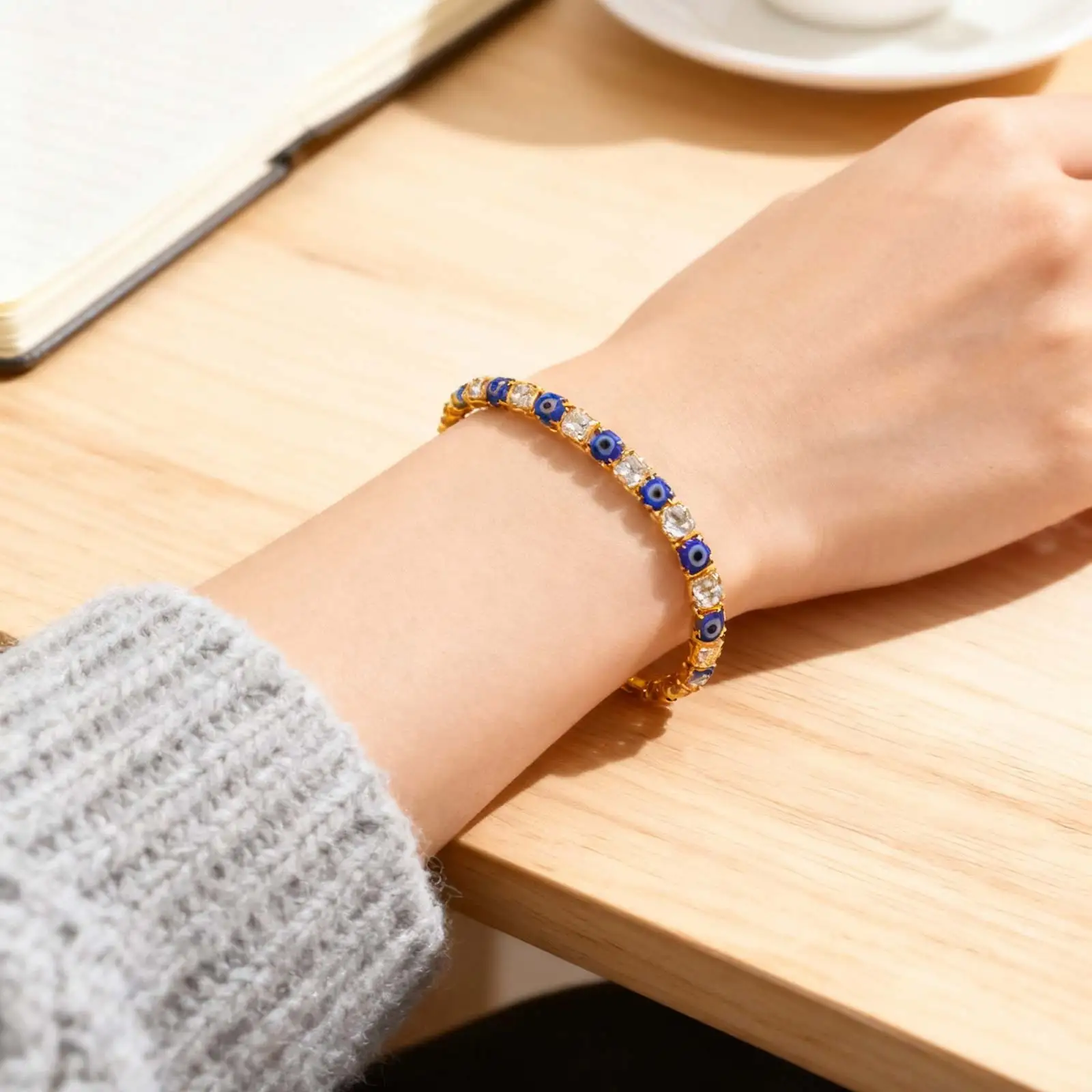 الفاخرة زركونيا سوار للتنس الهيب هوب مثلج زركون كريستال أساور للنساء الرجال الشيطان العين سلسلة سوار مجوهرات