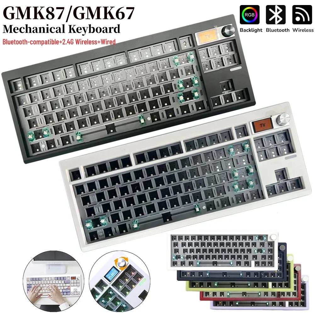 

GMK87 GMK67 Mechanical Keyboard Gasket Kit RGB Backlit Hot-swap Programmable Type-C Wired Bluetooth Wireless Keyboard 3 Modes
