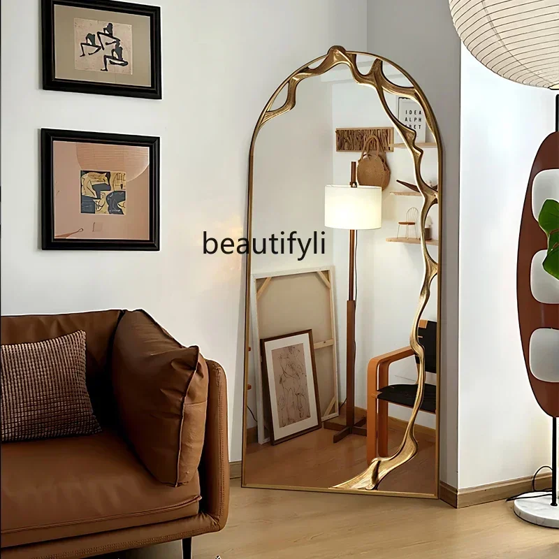 

French full-length mirror retro home American full-length mirror wall-mounted fitting mirror light luxury wall-mounted