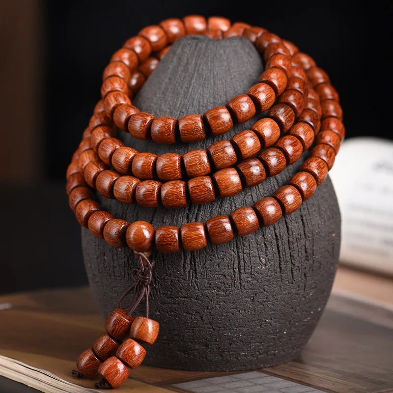 Indonesian Golden Star Rosewood straight-cut barrel , antique material Buddhist prayer beads, bracelet, jewelry, hand-held