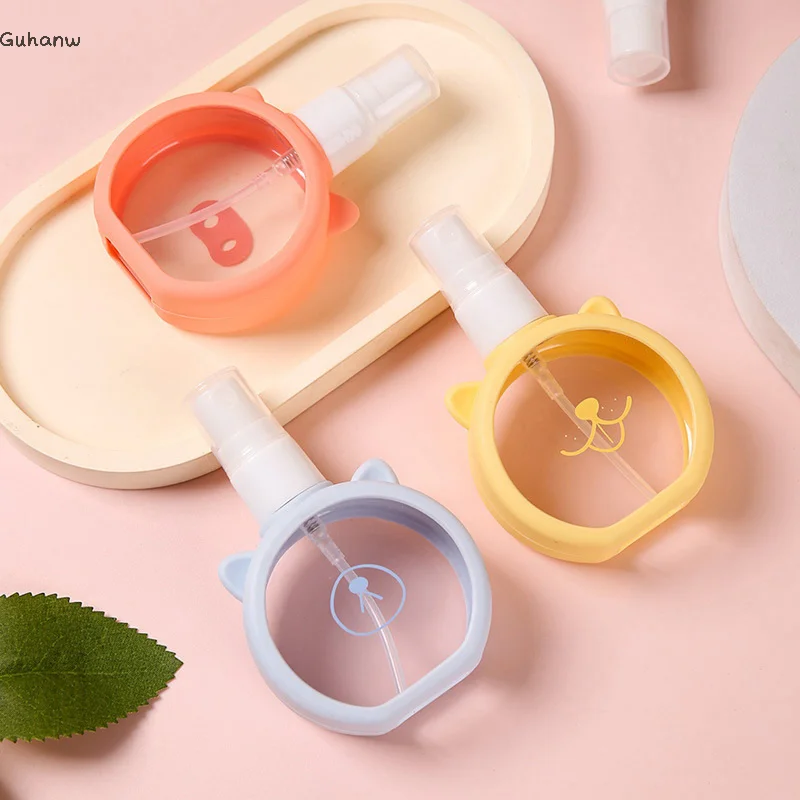 

55ml Cartoon Cat Small Spray Refillable Bottle Disinfection Alcohol Fine Makeup Bottle Cute Silicone Cover Perfume Spray Bottle