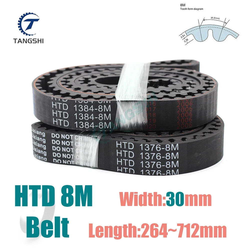 

HTD 8M Closed Loop Timing Belt Width 30mm Synchronous Belt Length 264 288 320 336 344 352 360 368 376 640 656 680 688 696~712mm