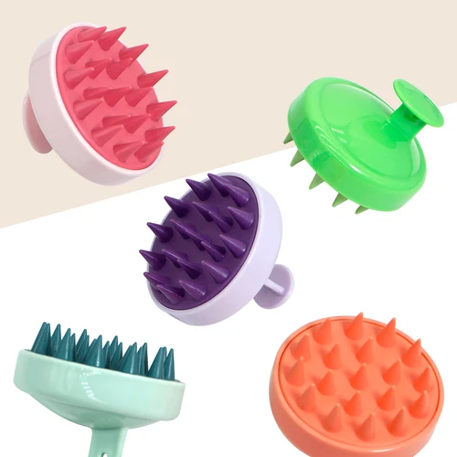 실리콘 두피 헤어 마사지기, 머리 바디 두피 마사지 브러시, 두피 마사지 브러시 빗, 매직 핸들 브러시, 스파 마사지 브러시