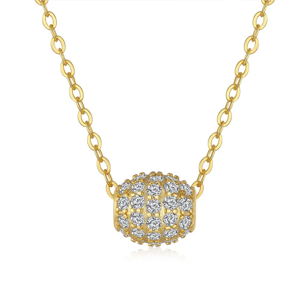Iced Out Moissanite Lulu Tong Transfer Bead Necklace, S925 Sterling Silver 14K Gold Plated, D Color Lab Diamond Pave Pendant, Lu