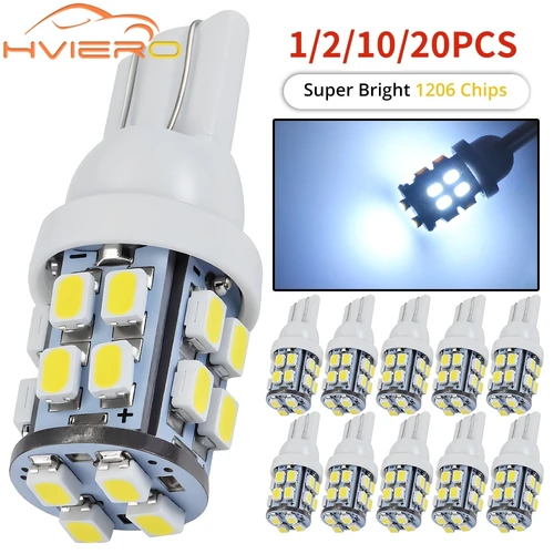 Imagen 1 del producto 1/2/10/20 piezas lámpara de liquidación de matrícula de vehículo T10 1206 20SMD 20Led luz de cuña de coche blanca W5W bombilla de lectura para camión DC 12V