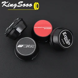 4PCS JDM WORK Rim Cap 61mm Clip Sport Wheel Cap MEISTER EQUIP Emblem Sticker Wheel Center Cap Hub Cover Cap Black & Silver